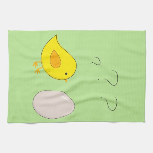Das Huhn oder das Ei niedlich Osterfest Cartoon Küchentuch (Horizontal)