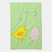 Das Huhn oder das Ei niedlich Osterfest Cartoon Küchentuch (Vertikal)