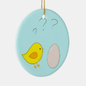 Das Huhn oder das Ei süße Oster-Cartoon Keramik Ornament (Rechts)