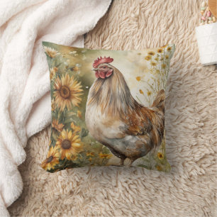 Das Huhn und die Sonnenblumen im Wasser Kissen