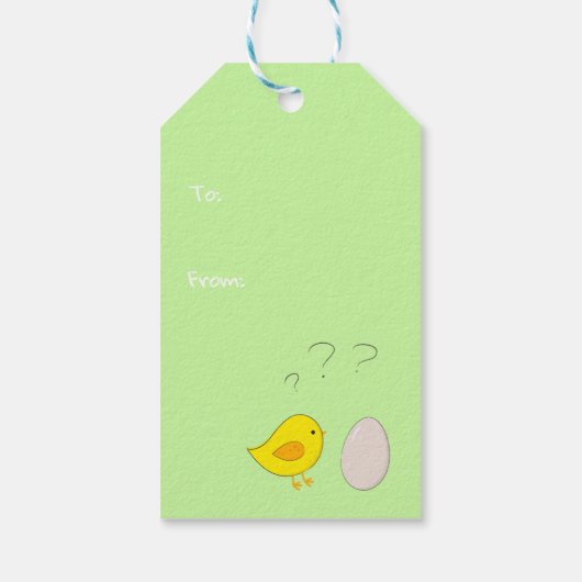 Das Hühnchen oder der Ei Osterfest Cartoon Niedlic Geschenkanhänger (Rückseite)