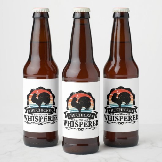 Das Hühnerflüstern beim Funny Bierflaschenetikett (Flaschen)