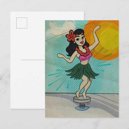 Das Hula-Mädchen Feiertagspostkarte (Vorne/Hinten)