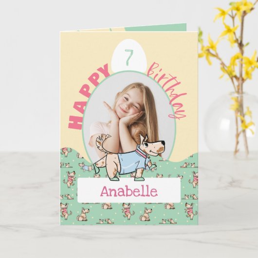 Das Hund Life Green Yellow Birthday Foto Karte (Gelbe Blume)