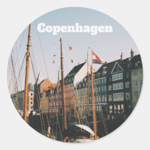 Das ikonische Nyhavn, Kopenhagen, Dänemark Runder Aufkleber