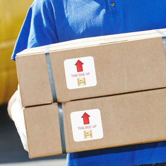 Das in roter Farbe gehaltene Firmenlogo Quadratischer Aufkleber