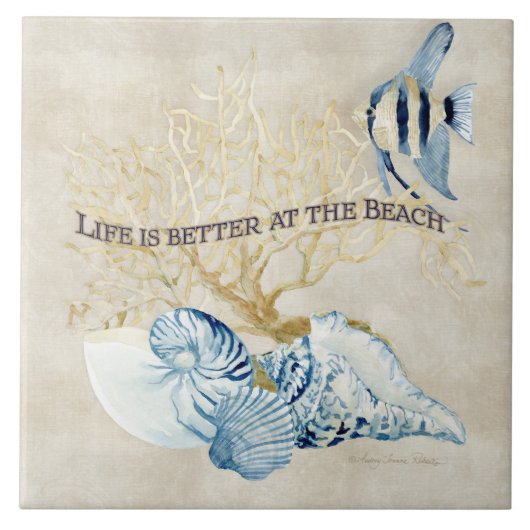 Das Indigo-Ozean-Leben ist an den Strand-Muscheln Fliese (Vorderseite)