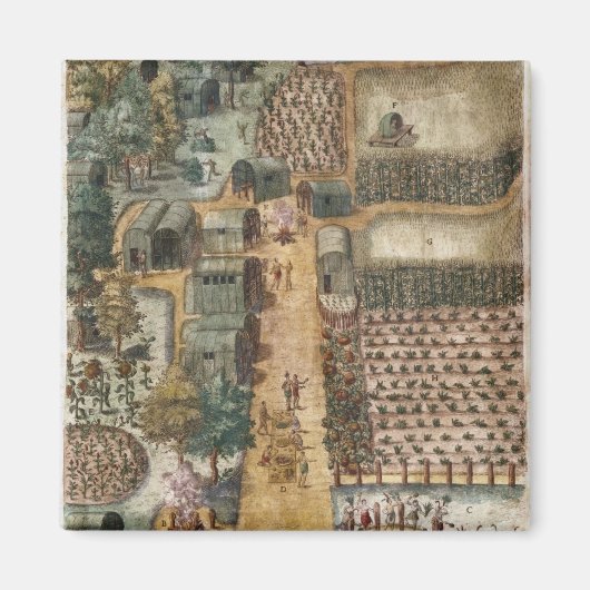Das indische Dorf Secoton, c.1570-80 Magnet (Vorne)