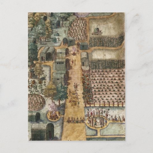 Das indische Dorf Secoton, c.1570-80 Postkarte (Vorderseite)