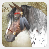 Das indische Pony Quadratischer Aufkleber (Vorderseite)