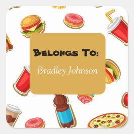 Das individuell anpassbare Thema Lebensmittel gehö Quadratischer Aufkleber