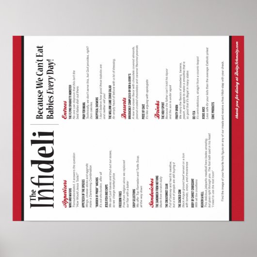 Das Infideli-Menü Poster (Vorne)