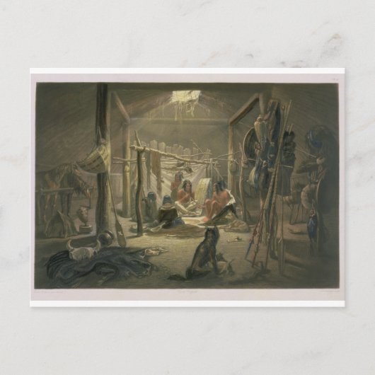 Das Innere der Hütte eines Mandan Chefs, Teller 1 Postkarte (Vorderseite)