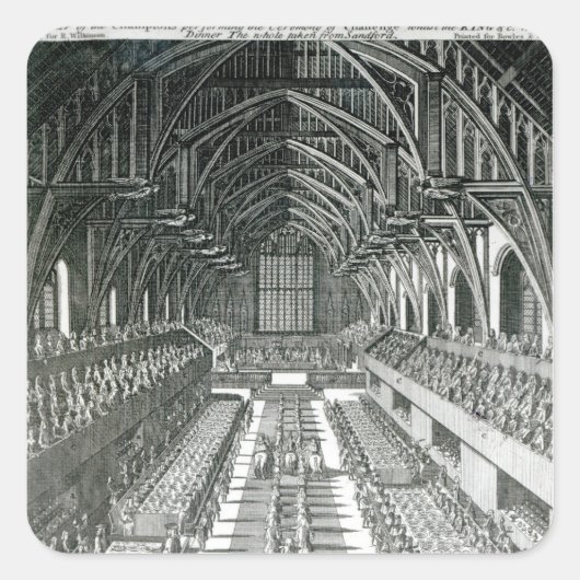 Das Innere der Westminster Hall Quadratischer Aufkleber (Vorderseite)