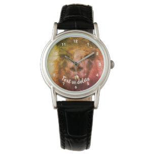 Das intensive Schwarze Lama-Gesicht Nah Abstrakt Armbanduhr