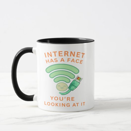 Das Internet hat ein Gesicht, du siehst es an Tasse (Links)