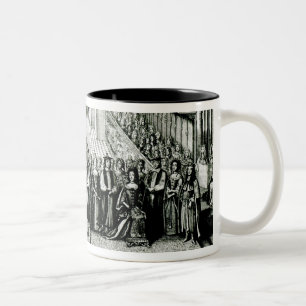 Das Inthronisieren von König James II und von Zweifarbige Tasse