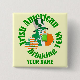 Das irische amerikanische Trinkteam, St Patrick's  Button