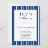 Das ist amore gestreifte blaue und gelbe Hochzeit Einladung (Vorderseite)