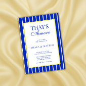 Das ist amore gestreifte blaue und gelbe Hochzeit Einladung