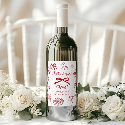 Das ist Amore handgezeichnete italienische Bridal  Weinetikett