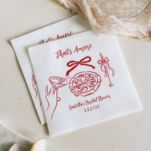 Das ist amore Handgezeichnete Pizza Junggesellinne Serviette