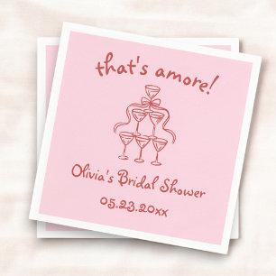 Das ist Amore! Handgezeichnete rosa Brautparty Serviette