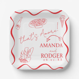 Das ist Amore Italian Doodles Hochzeit Pappteller