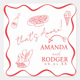 Das ist Amore Italian Doodles Hochzeit  Serviette Quadratischer Aufkleber