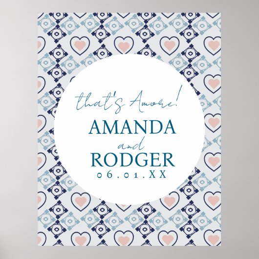 Das ist Amore Italienische Fliesen und Herzen Poster (Vorne)