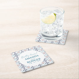 Das ist Amore Italienische Fliesen und Herzen Rechteckiger Pappuntersetzer