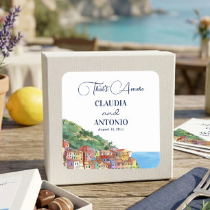 Das ist Amore Italienische Riviera-Hochzeit Quadratischer Aufkleber