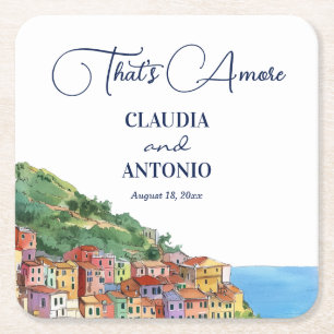 Das ist Amore Italienische Riviera-Hochzeit Rechteckiger Pappuntersetzer