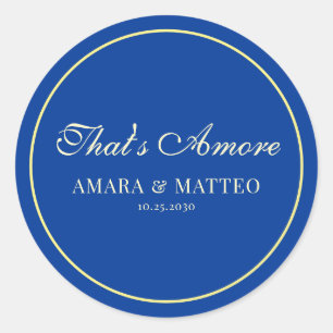 Das ist Amore Italienische Vintage-Schrift Blau Ho Runder Aufkleber