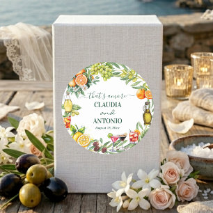 Das ist Amore Italienische Zitrus-Hochzeit Runder Aufkleber