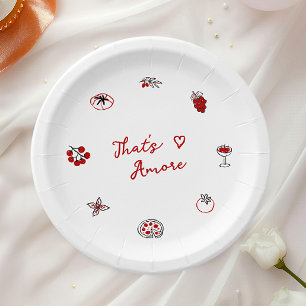 Das ist amore Italienisches Essen Roter Brautdusch Pappteller