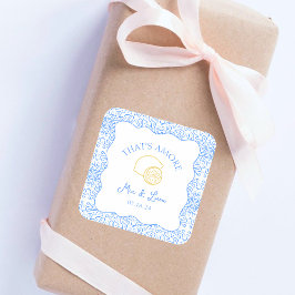 Das ist Amore Lemon Blue Tiles Amalfi Italien Hoch Quadratischer Aufkleber