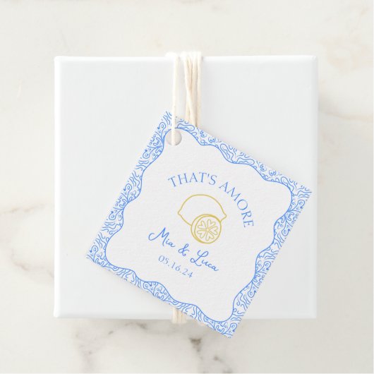 Das ist Amore Lemon Blue Tiles Personalisiert Wedd Geschenkanhänger (Beispiel)