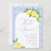 Das ist Amore Lemon Italian Blue Tile Brautparty Einladung (Vorderseite)