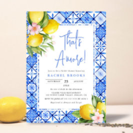 Das ist Amore Lemon Italian Blue Tile Brautparty Einladung