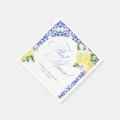 Das ist Amore Lemon Italian Blue Tile Brautparty Serviette (Ecke)