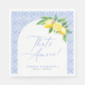 Das ist Amore Lemon Italian Blue Tile Brautparty Serviette (Vorderseite)