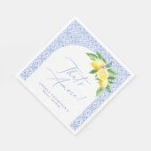 Das ist Amore Lemon Italian Blue Tile Brautparty Serviette (Ecke)