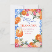 Das ist amore mediterrane blaue Fliesen-Brautparty Dankeskarte (Vorderseite)