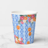 Das ist amore mediterrane blaue Fliesen-Brautparty Pappbecher (Rückseite)