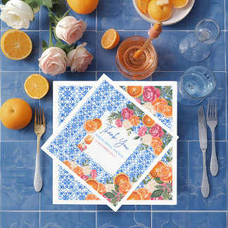 Das ist amore mediterrane blaue Fliesen Brautparty Serviette