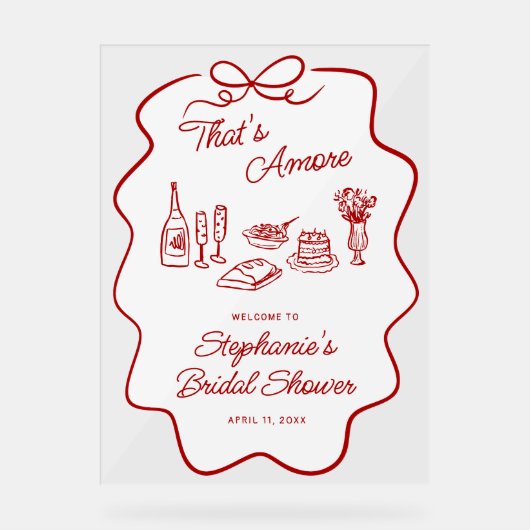 Das ist Amore Rot Doodle Rahmen Groß Willkommen Acrylschild (Vorderseite)