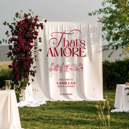 Das ist Amore Rot handgezeichnete Brautparty Wandteppich