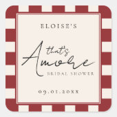 Das ist Amore Rot karierte Brautparty  Quadratischer Aufkleber (Vorderseite)