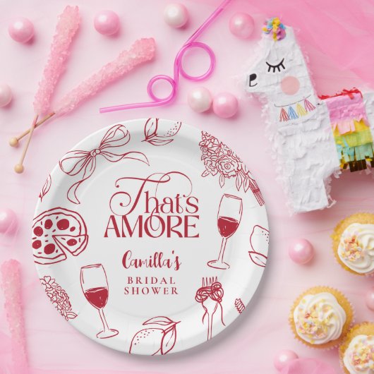Das ist Amore Roter Brautabschied Pappteller (Party)